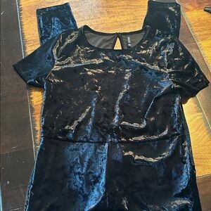 Torrid jumpsuit black velvety feel size 2 Torrid so 18 US. EUC